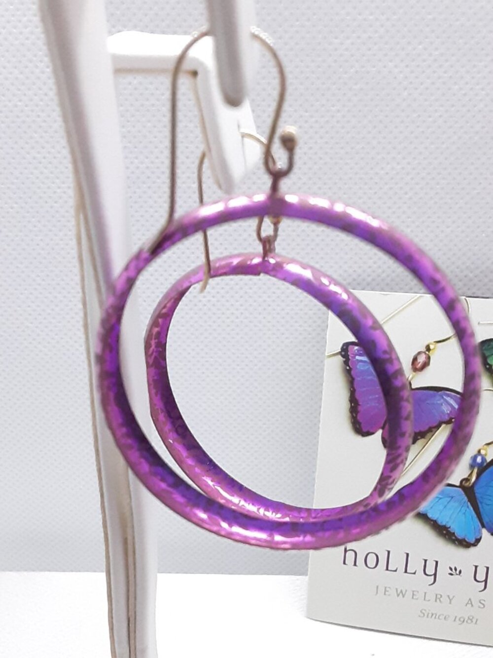 NEW Holly Yashi Purple Nobium Hoop Earrings - Picture 4 of 7